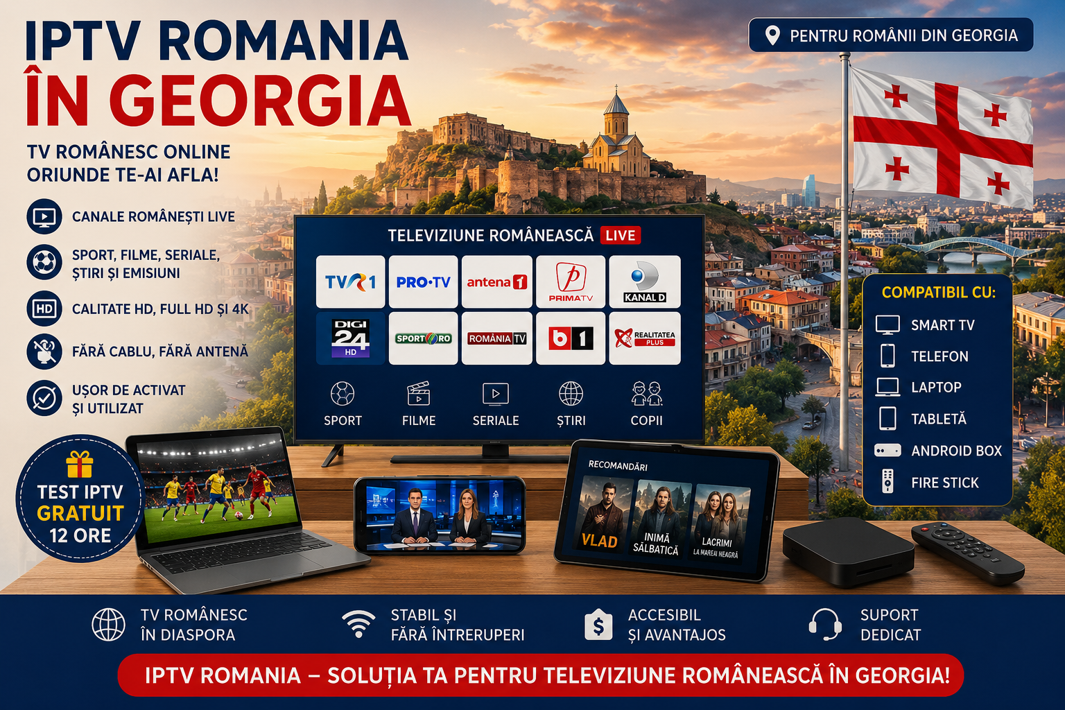 IPTV Romania in Georgia TV romanesc online pe Smart TV si Android Box