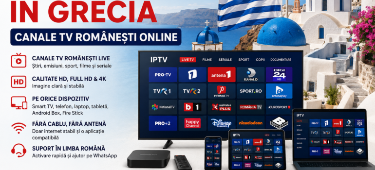 IPTV Romania in Grecia cu canale TV romanesti online pe Smart TV