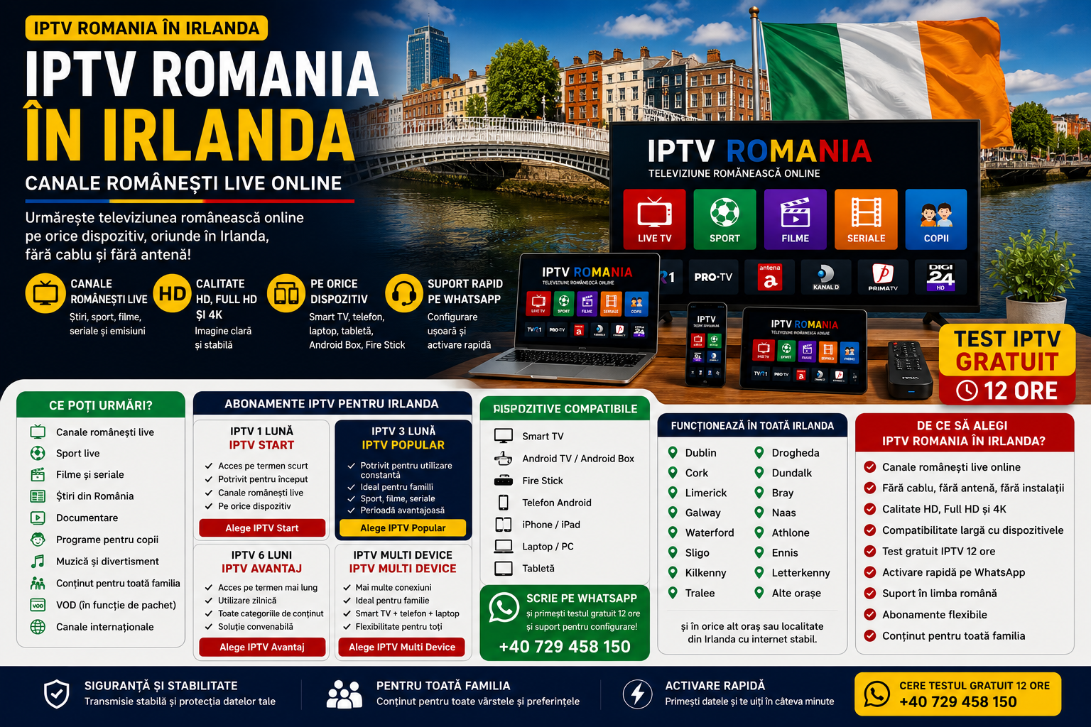 IPTV Romania in Irlanda cu canale românești live online pe Smart TV