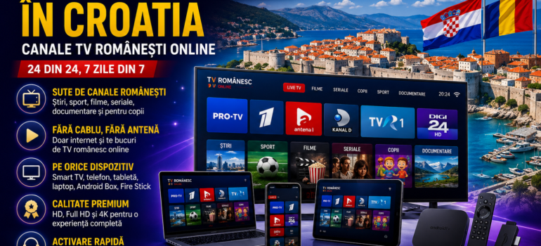 IPTV Romania in Croatia cu canale TV românești online 24/7 pe Smart TV, telefon, tabletă și laptop