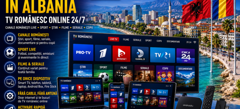 IPTV Romania in Albania cu TV romanesc online 24/7 pe Smart TV, telefon, tableta si laptop
