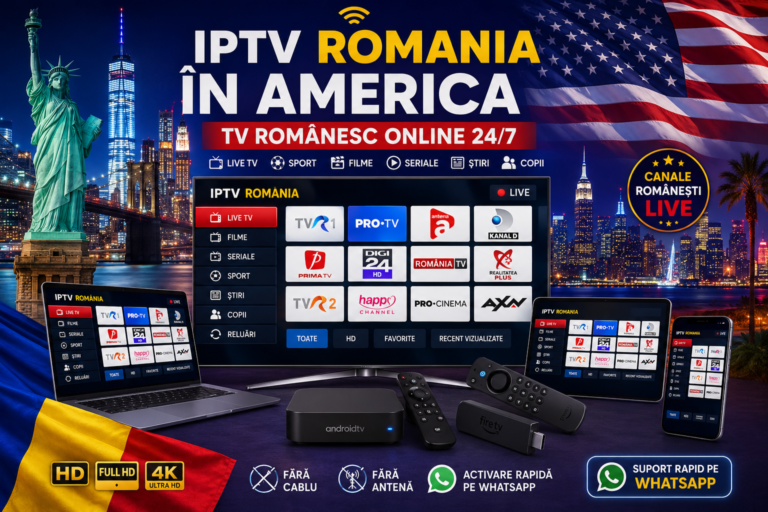 IPTV Romania in America cu TV romanesc online 24/7 pe Smart TV, telefon, tableta si laptop