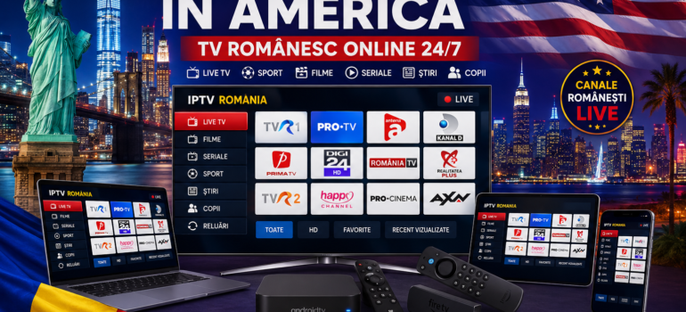 IPTV Romania in America cu TV romanesc online 24/7 pe Smart TV, telefon, tableta si laptop
