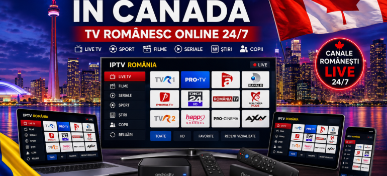 IPTV Romania in Canada cu TV romanesc online 24/7 pe Smart TV, telefon, tableta si laptop