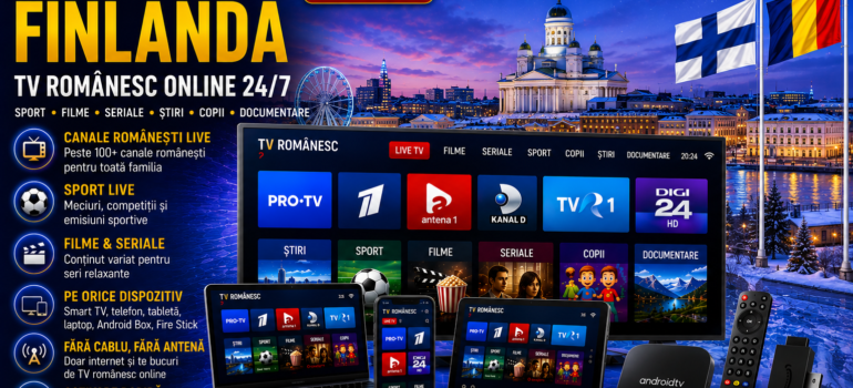 IPTV Romania in Finlanda cu TV romanesc online 24/7 HD si 4K pe Smart TV, telefon, tableta si laptop