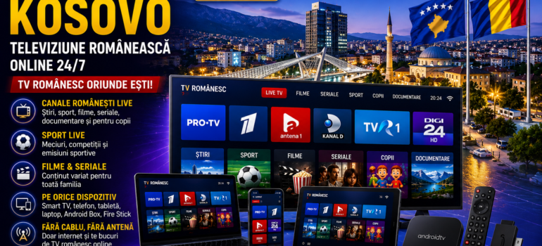 IPTV Romania in Kosovo cu televiziune romaneasca online 24/7 pe Smart TV, telefon, tableta si laptop