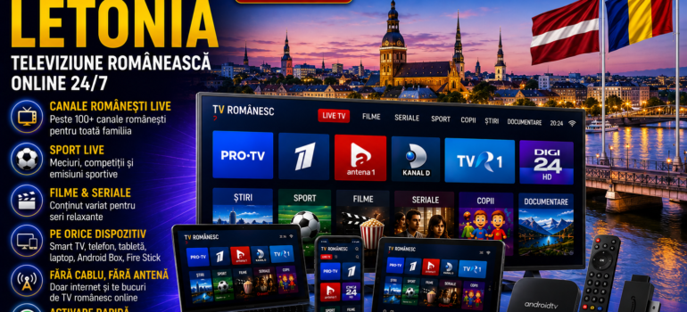 IPTV Romania in Letonia cu televiziune romaneasca online 24/7 pe Smart TV, telefon, tableta si laptop
