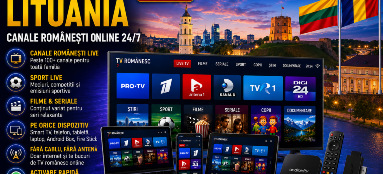 IPTV Romania in Lituania cu canale romanesti online 24/7 pe Smart TV, telefon, tableta si laptop