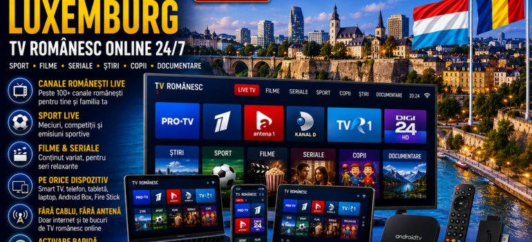 IPTV Romania in Luxemburg cu TV romanesc online 24/7 pe Smart TV, telefon, tableta si laptop