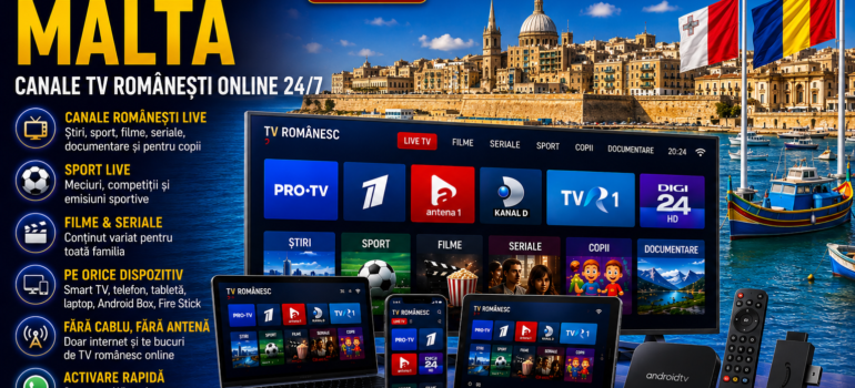 IPTV Romania in Malta cu canale TV romanesti online 24/7 pe Smart TV, telefon, tableta si laptop