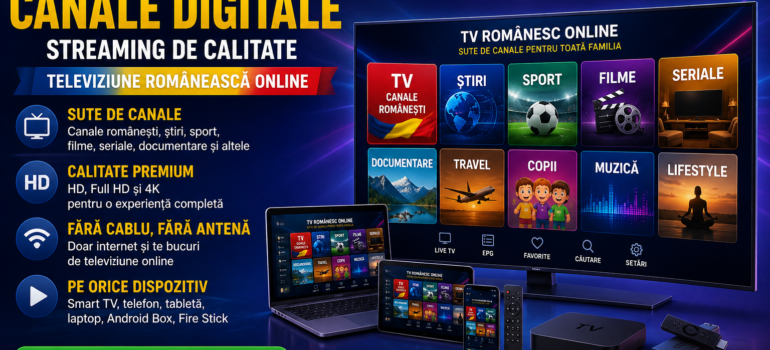 sute de canale digitale IPTV cu streaming de calitate pe Smart TV, telefon, tabletă și laptop